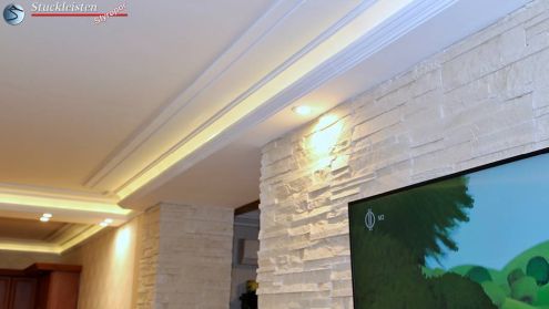 Wandbeleuchtung mit Styropor Zierleisten, LED-Spots und LED-Streifen Wandbeleuchtung mit Styropor Zierleisten, LED-Spots und LED-Streifen